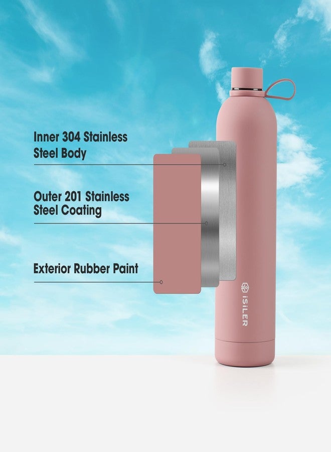 ISILER 1 liters Insulated Bottle, Stainless Steel Thermal Bottle with Silicone Handle, 24 Hours Hot and Cold, Leak Proof, Rust Proof, Vacuum Flask for Office, Home, Gym, Hiking, Trekking, Travelling - Image 3